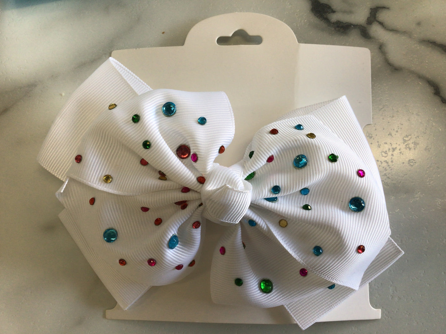 White rhinestone bow multiple color