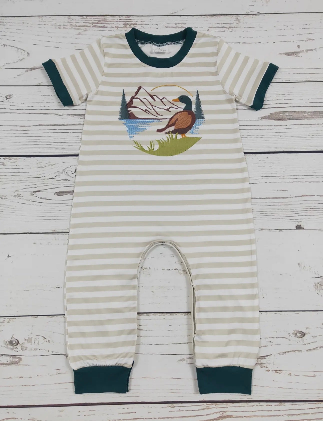 Baby Boy Striped Duck Romper