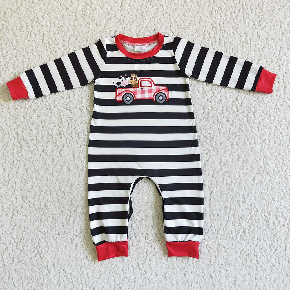 On the Farm Striped Romper