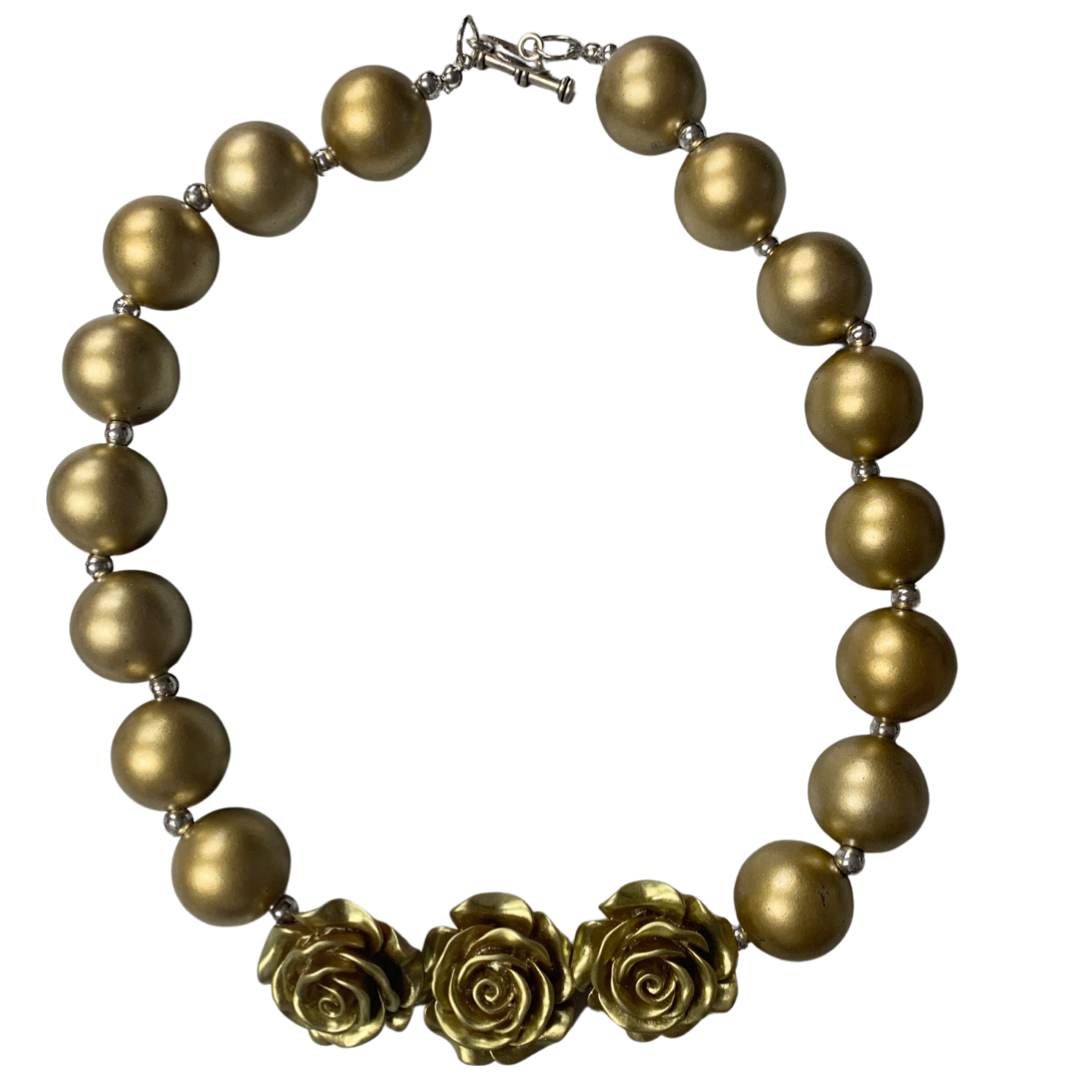 Solid Gold Rose Necklace